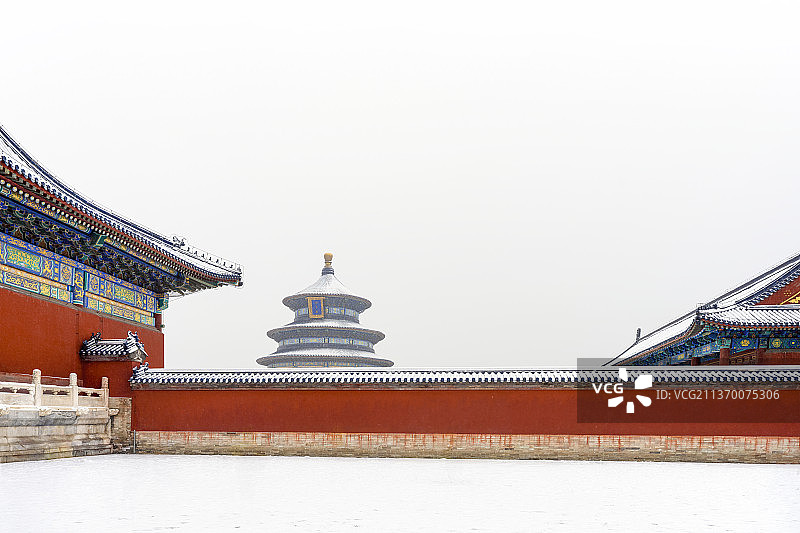 天坛公园雪景图片素材