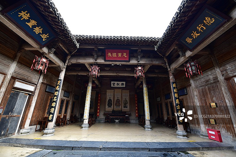 宏村汪氏宗祠乐叙堂全景图片素材