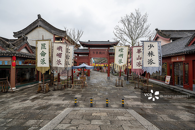 浙江金华东阳横店影视城清明上河图景区虹桥集市图片素材
