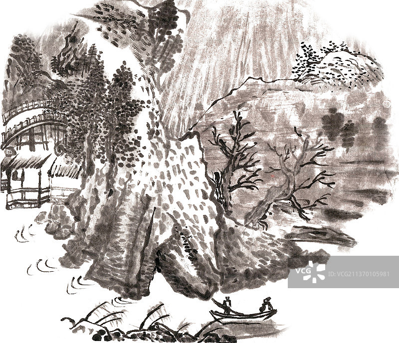 水墨画幽居图图片素材