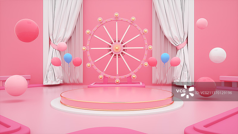 粉色C4D展台图片素材