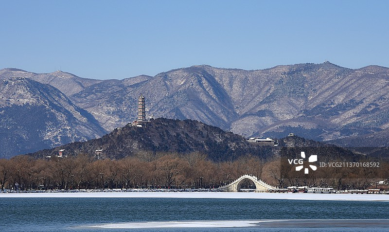 远眺“玉带桥与玉峰塔”图片素材
