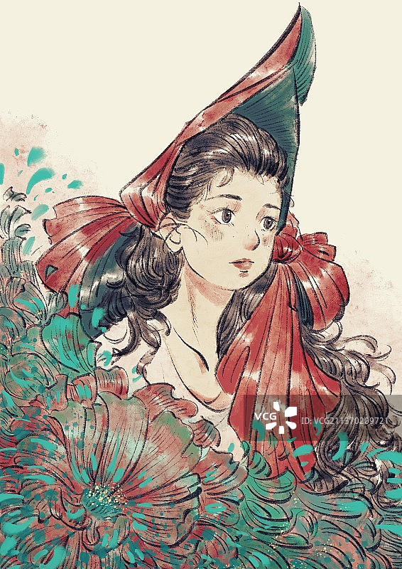 女孩插画图片素材