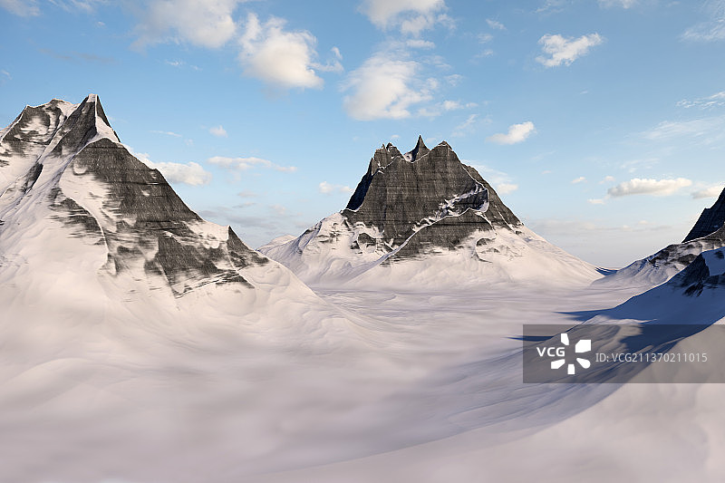 高大的雪山,3D渲染图图片素材