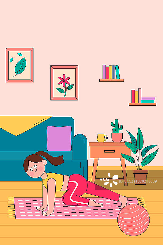 居家运动健身矢量插画图片素材