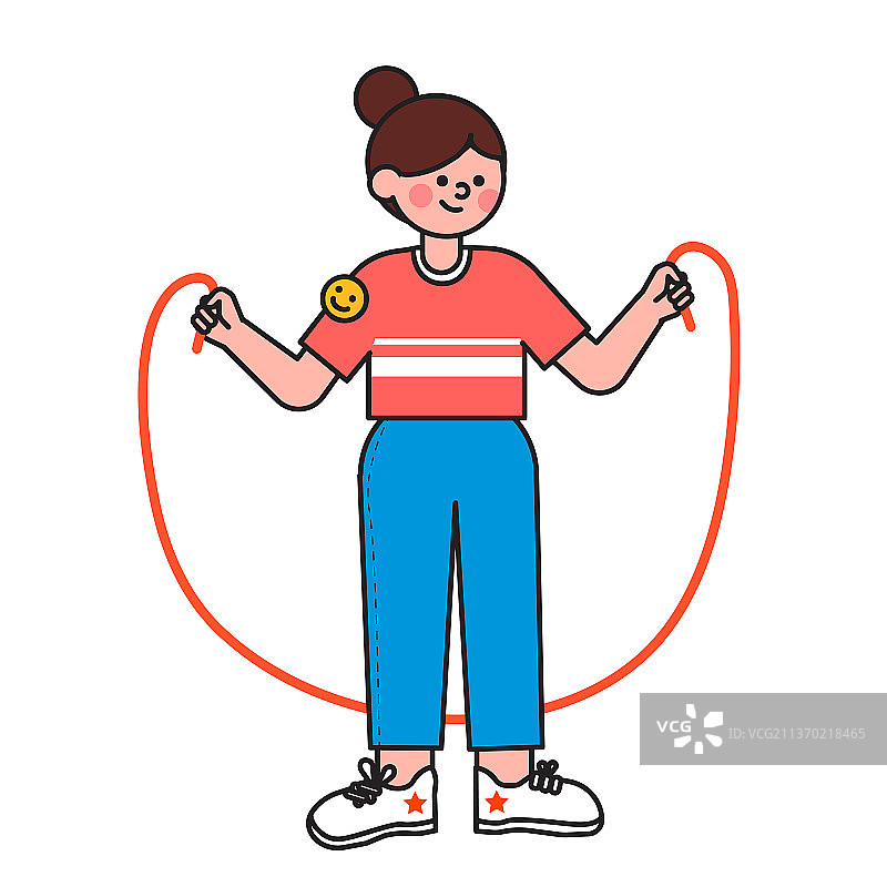 跳绳的女孩矢量插画图片素材