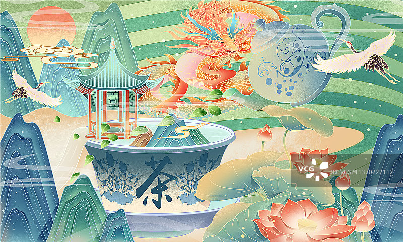 中国风茶叶包装插画图片素材