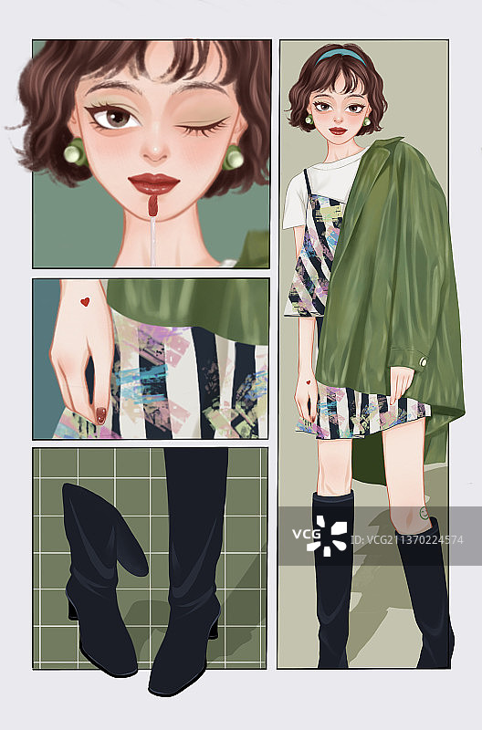 皮衣女孩图片素材