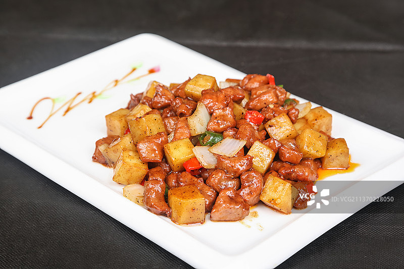 中餐美食-杏鲍菇炒牛仔粒图片素材