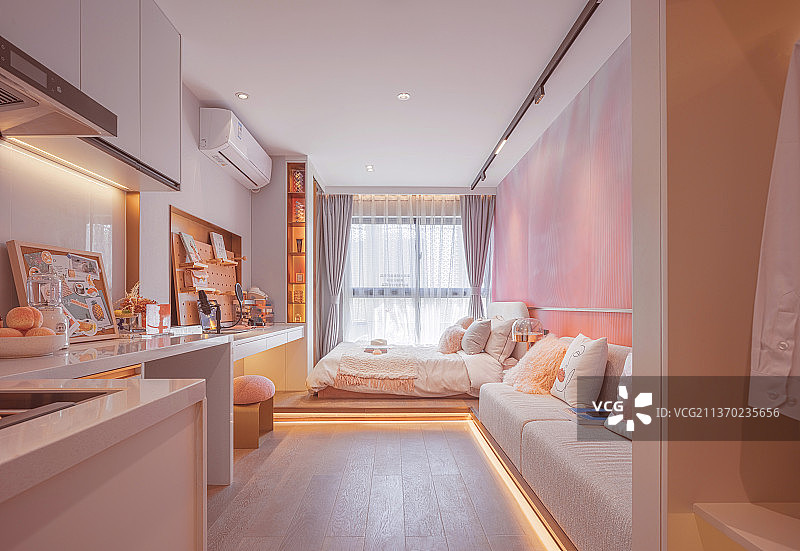 网红主播住的粉色温馨卧室图片素材