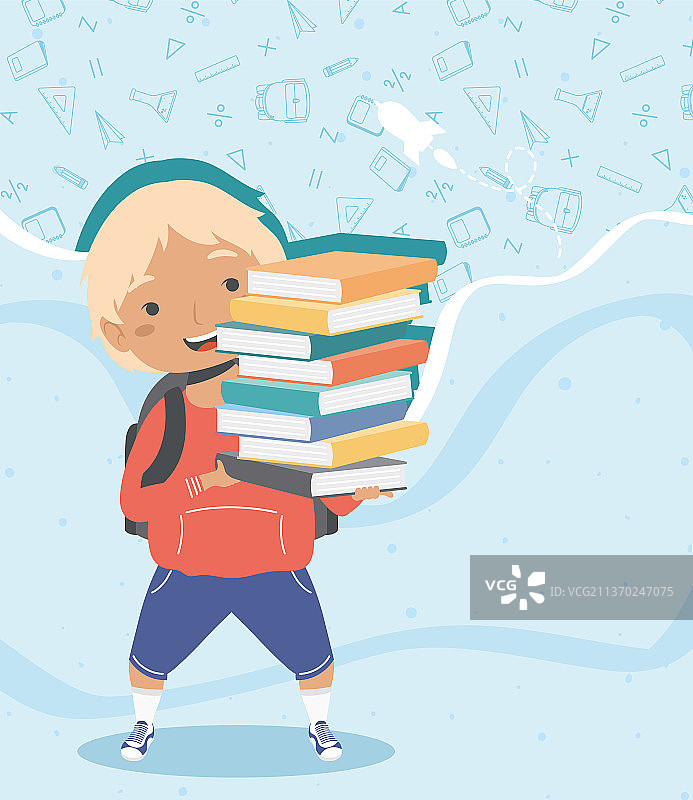 金色头发小学生图片素材