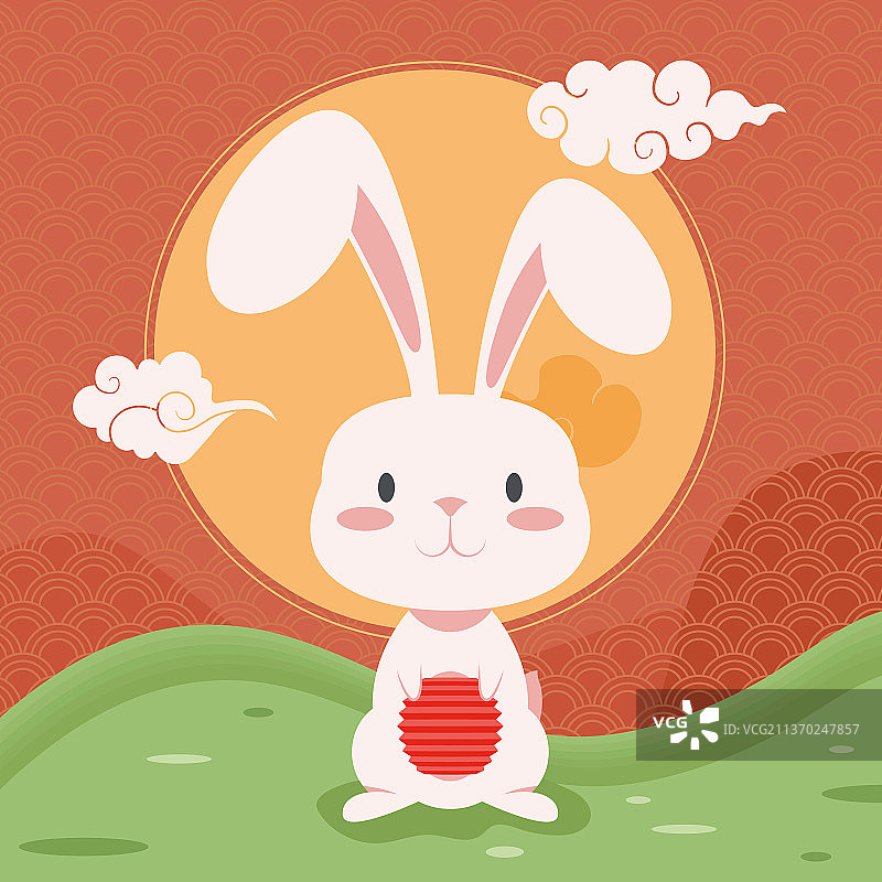 兔子与月亮场景图片素材