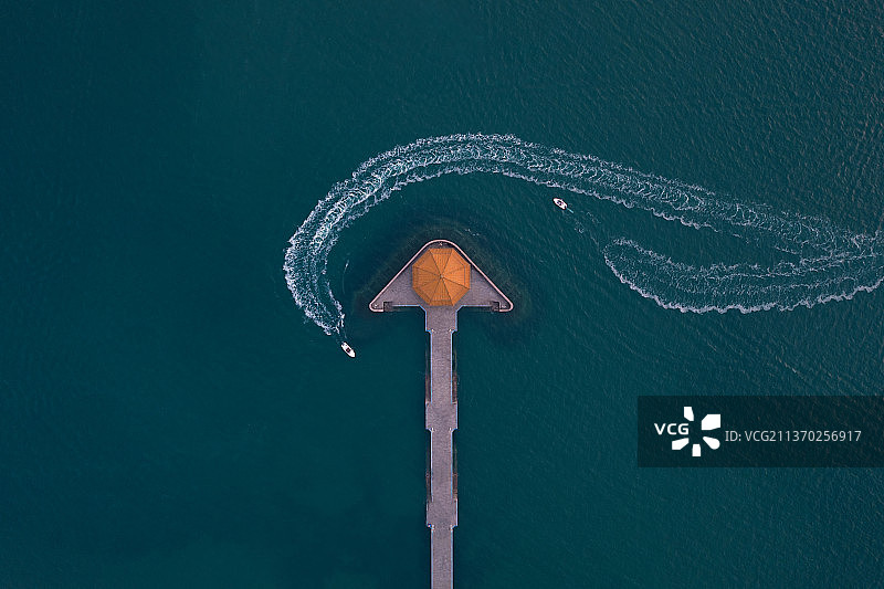 青岛栈桥景区航拍图片素材