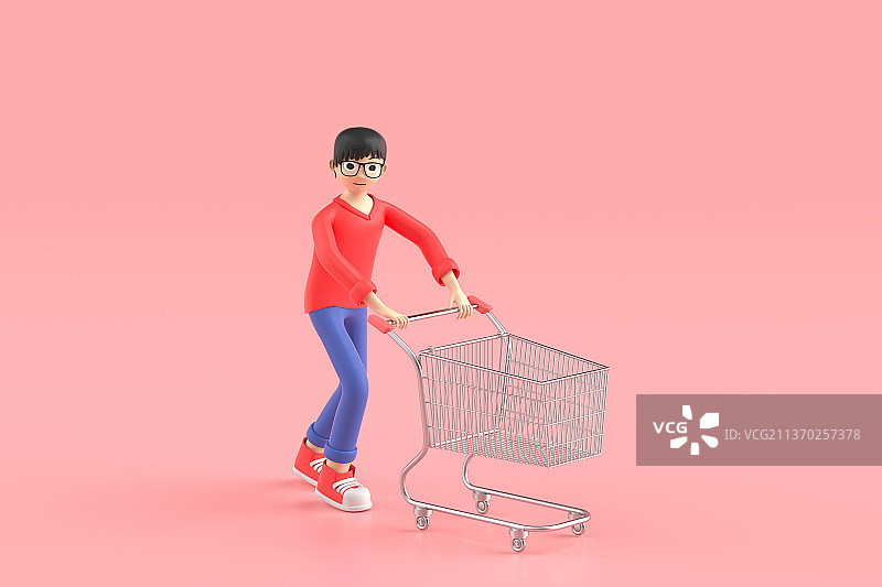 一个男孩拿着礼物购物图片素材