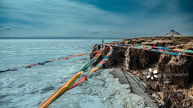 冰封青海湖图片素材