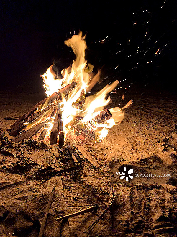 印度夜晚篝火特写图片素材