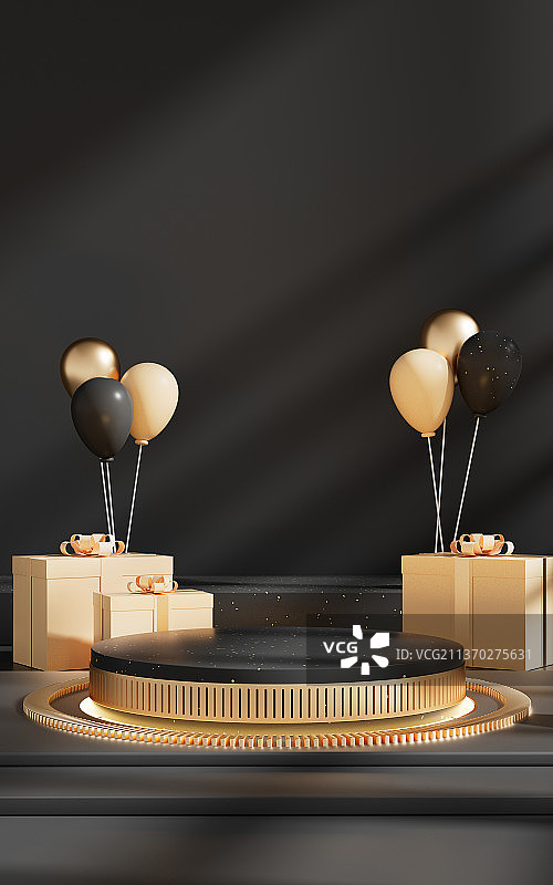 3D黑色背景模拟场景产品展示台创意图图片素材