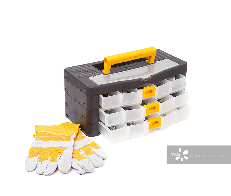 塑料工具箱和皮革手套，摩尔多瓦图片素材