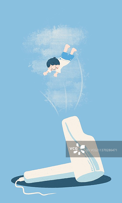 吹风机上的男孩图片素材