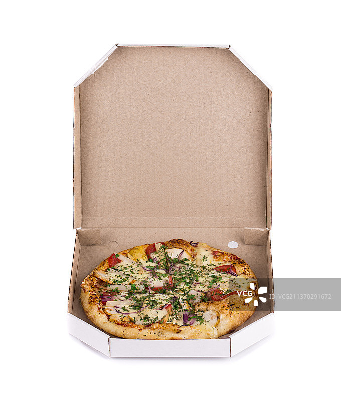 盒子里的披萨：白色背景下的披萨特写，摩尔多瓦图片素材