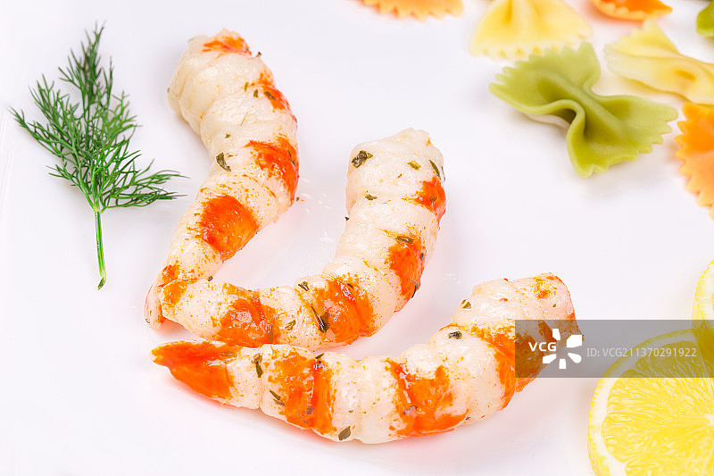 鲜虾意面特写图片素材