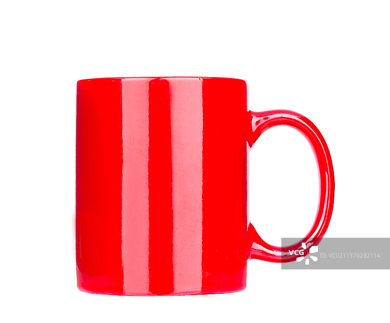 红色咖啡杯特写，白色背景，摩尔多瓦图片素材