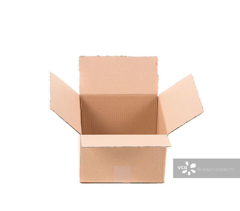 简约棕色纸箱，白色背景下的纸板箱特写，摩尔多瓦图片素材