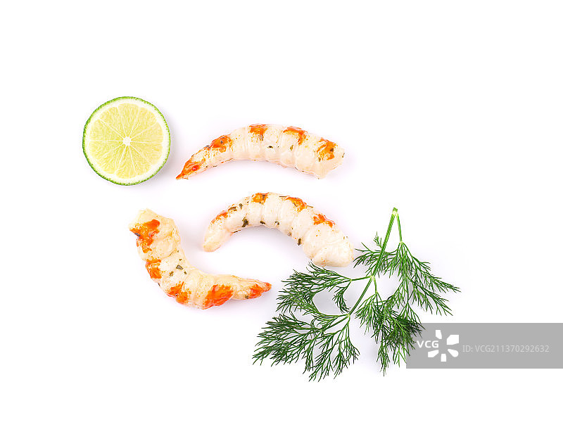 配有柠檬和莳萝的鲜虾，摩尔多瓦图片素材