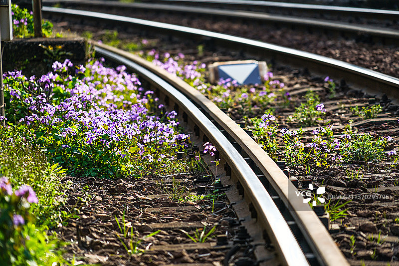铁路轨道高角度视图图片素材