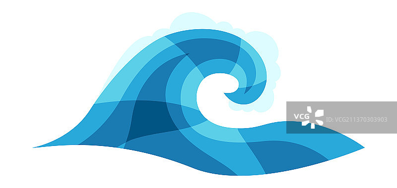 蓝色海浪泡沫风格化图片素材