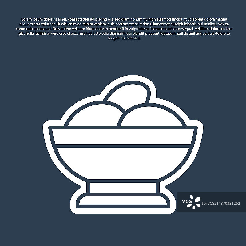 碗中蓝色线条饺子图标，蓝色背景图片素材