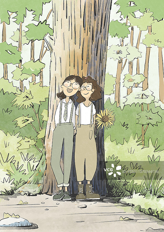 两个女孩图片素材