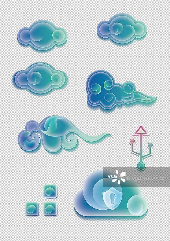 蓝色科技风七彩祥云图片素材