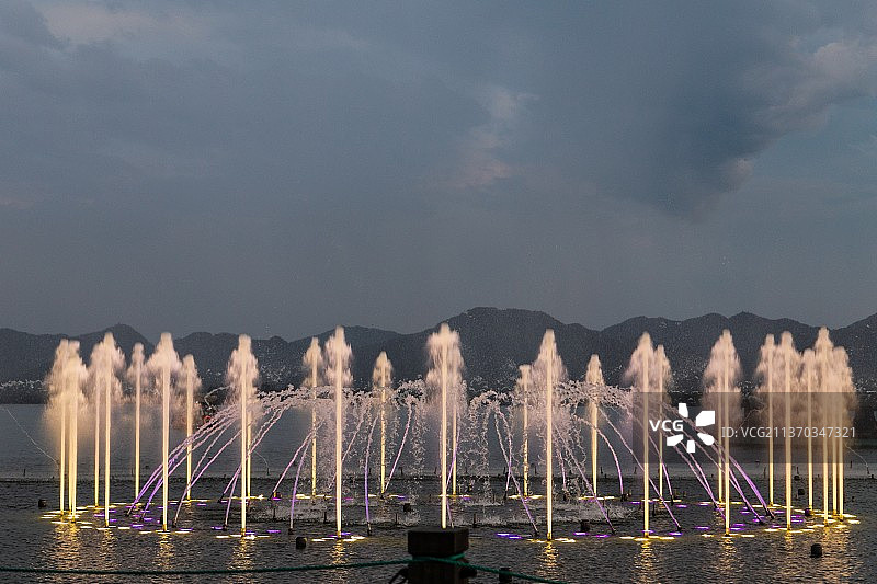 西湖音乐喷泉图片素材