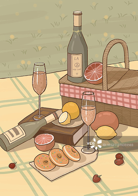 复古春游静物野餐图片素材