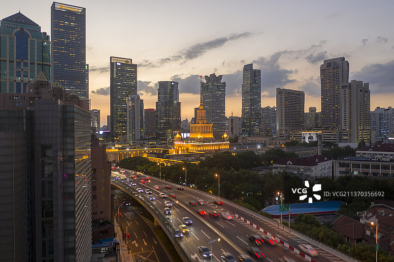 航拍上海展览中心图片素材