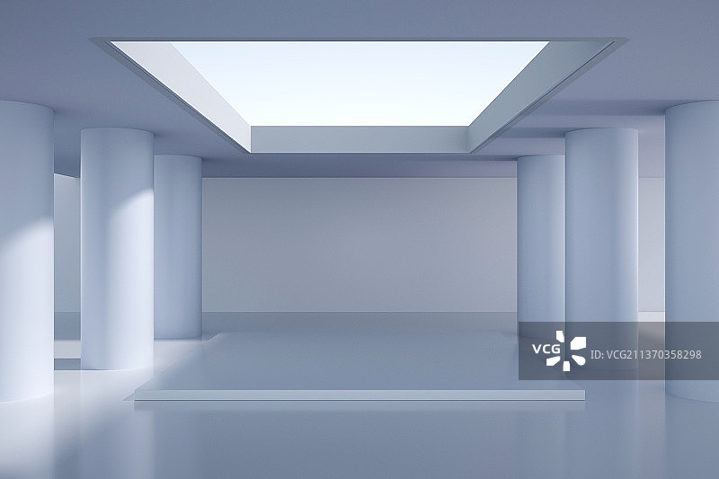 3D渲染抽象三维立体地板墙面室内人造空间图片素材