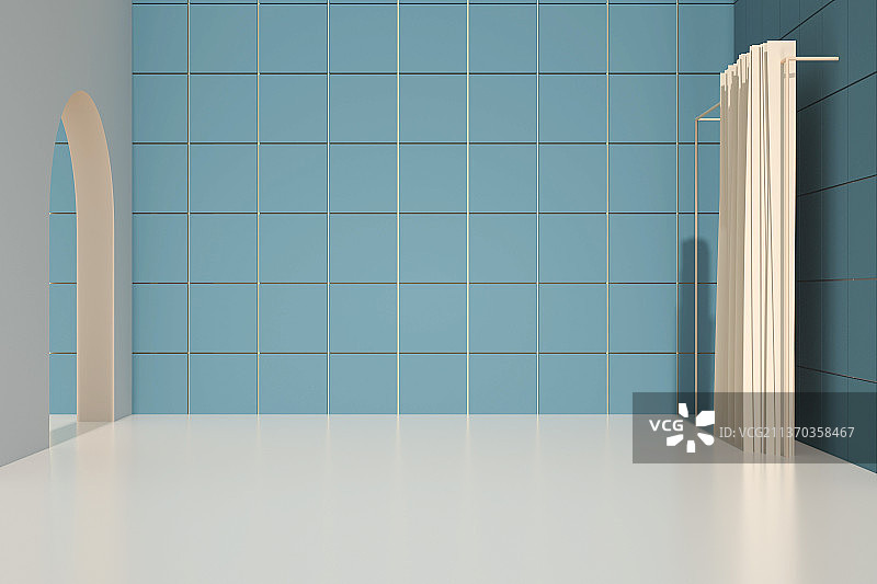 3D渲染抽象三维立体现代简约装修浴室卫生间洗手间图片素材