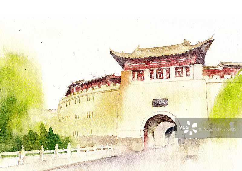 水彩洛阳图片素材