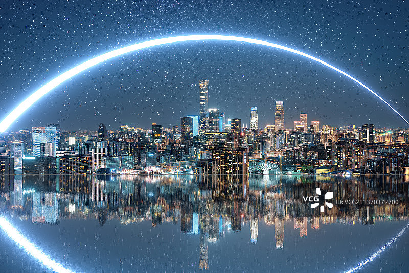 北京CBD建筑群夜景图片素材