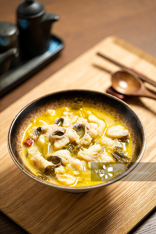 中国经典名菜川菜辣的酸汤鱼酸菜鱼图片素材