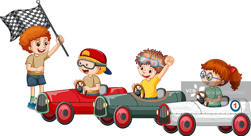 儿童肥皂盒赛车比赛图片素材
