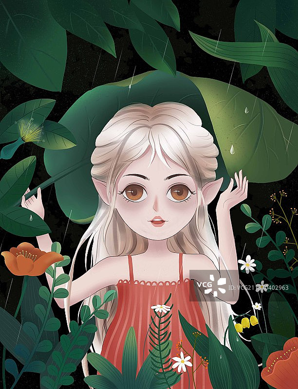 森系少女插画图片素材