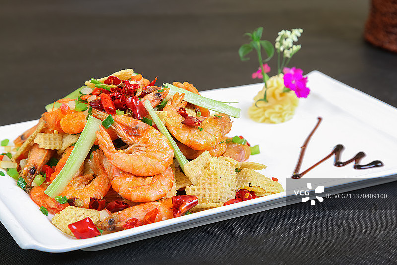 中餐美食-锅巴香辣虾图片素材