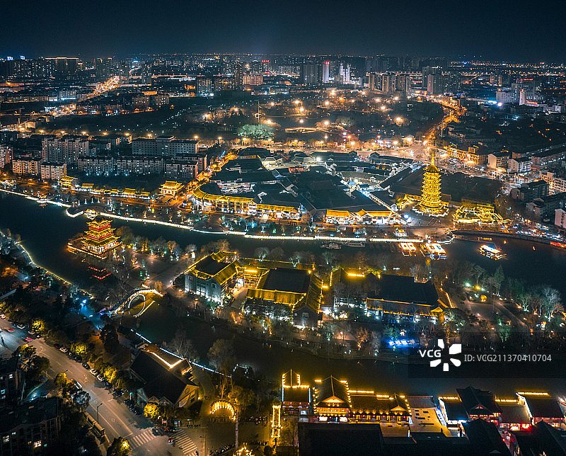 淮安里运河文化长廊夜景图片素材