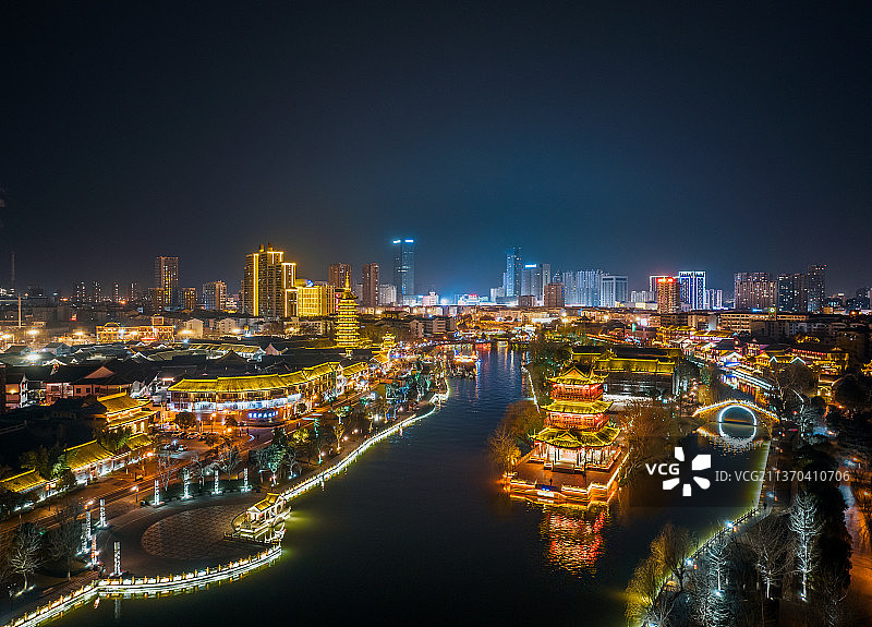 淮安里运河文化长廊夜景图片素材