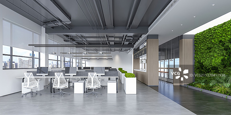 写字楼内部现代开放办公室图片素材
