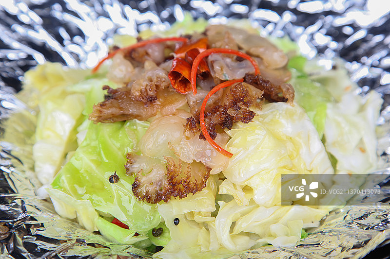 中餐美食-白菜炒蜇头图片素材