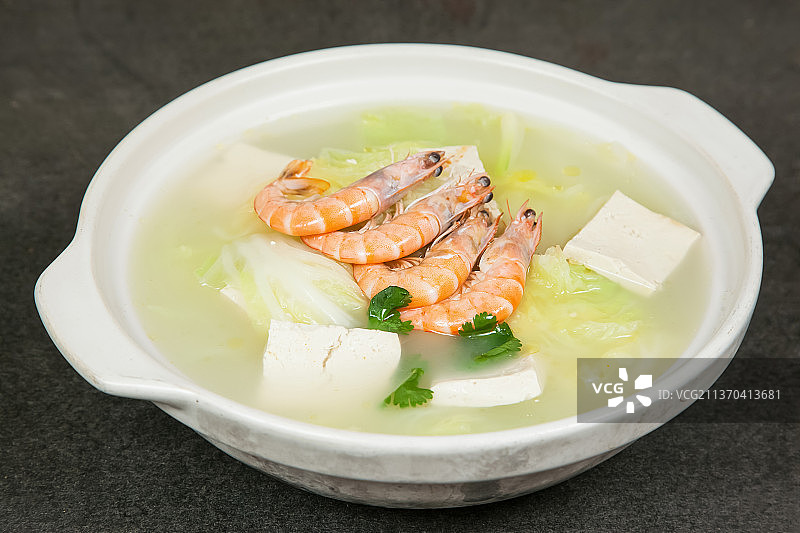中餐美食-鲜虾炖豆腐图片素材