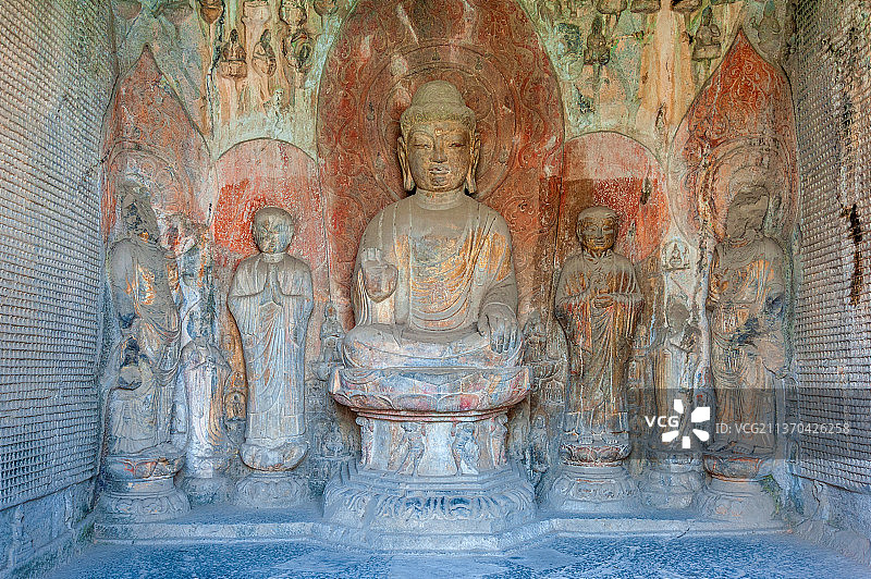 中国河南洛阳龙门石窟万佛洞图片素材